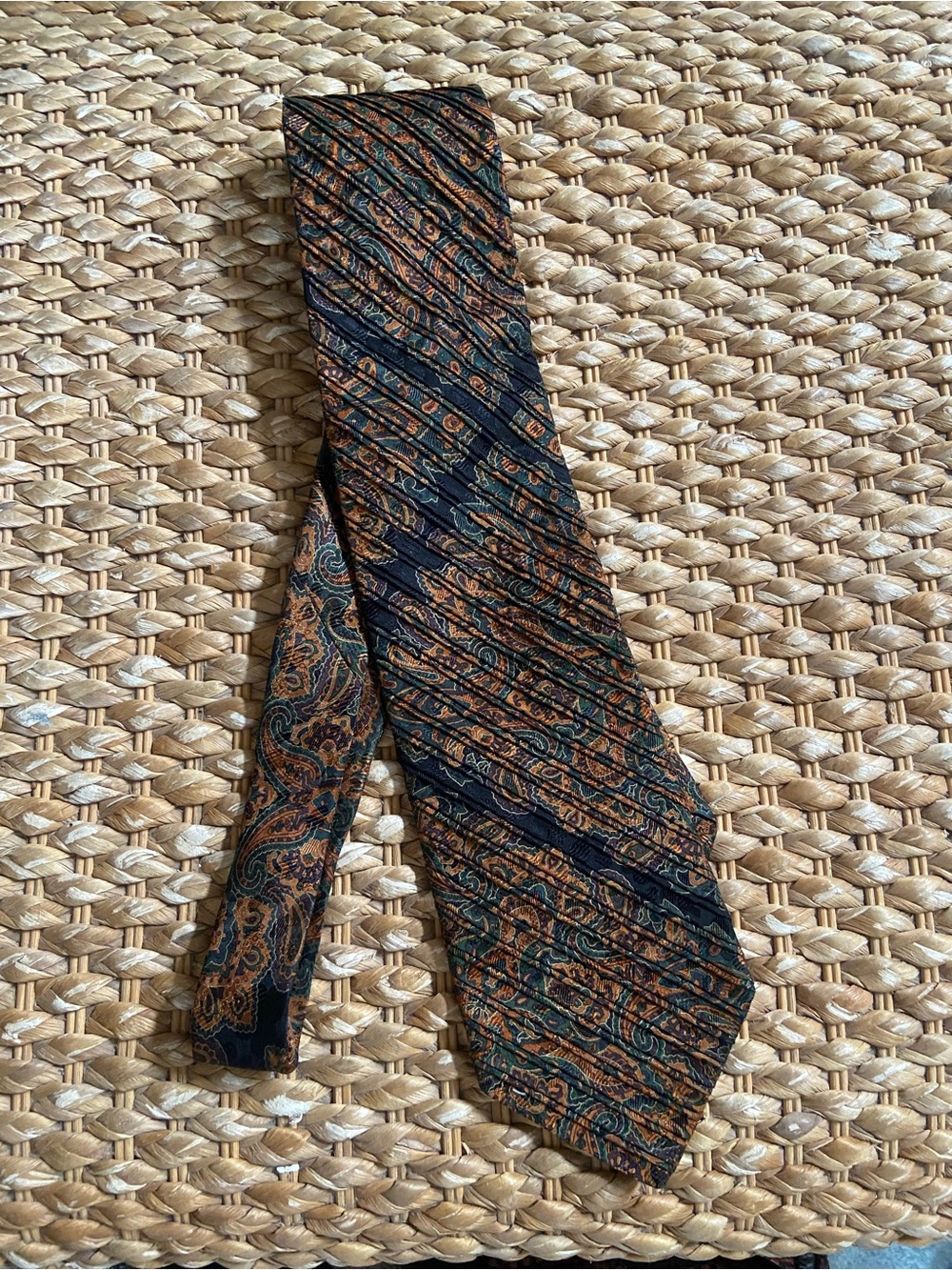 Classic Paisley Men's Tie in Navy and Rust -
Handmade in Como Italy 100% Silk